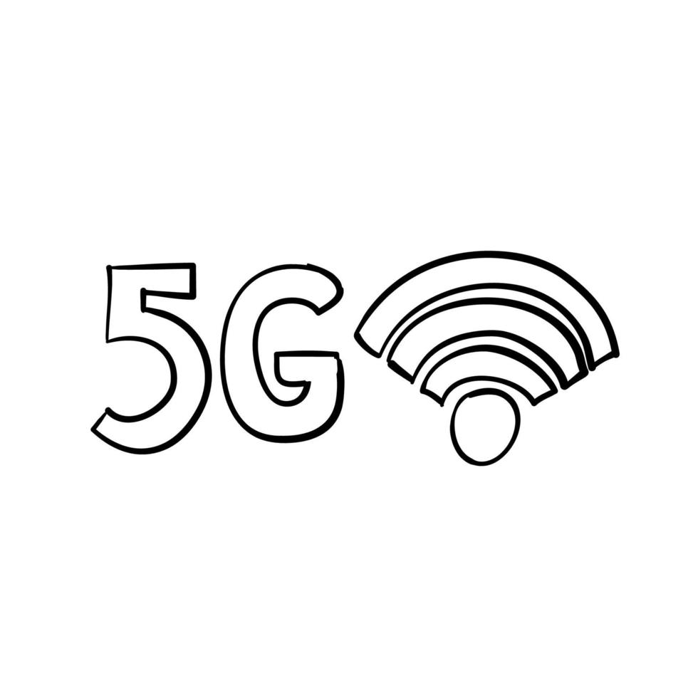 vetor de ilustração 5g de doodle desenhado à mão