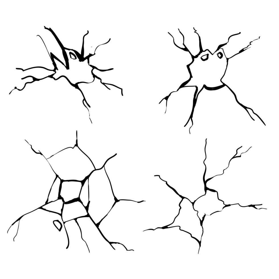 vidro rachado desenhado à mão, parede, ovo, chão em ilustração vetorial de estilo doodle cartoon vetor