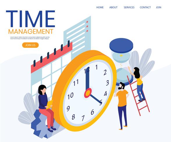 Conceito de layout de gerenciamento de tempo Landing Page vetor