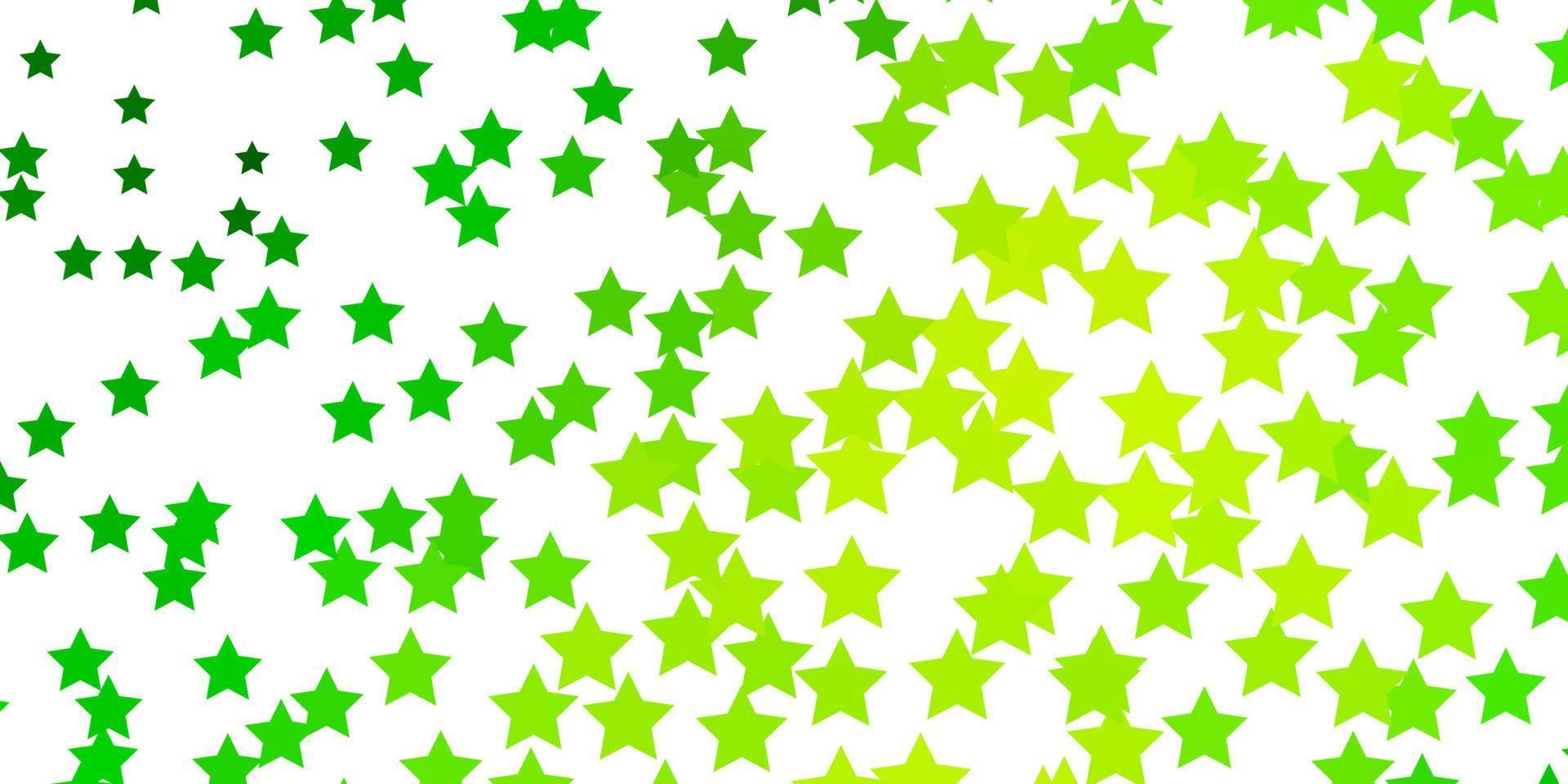 de fundo vector verde e amarelo claro com estrelas pequenas e grandes.