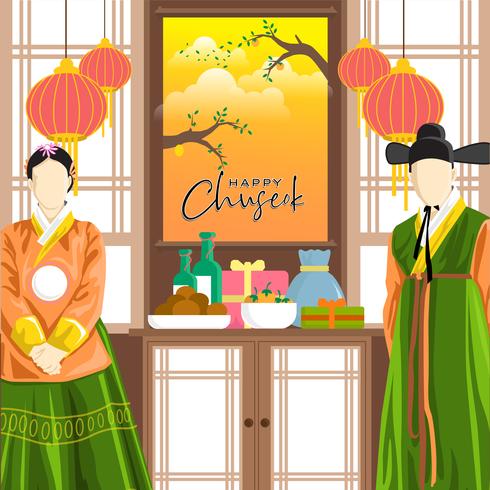 Feliz Coreano Chuseok Vector