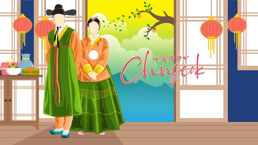 Feliz Coreano Chuseok Vector