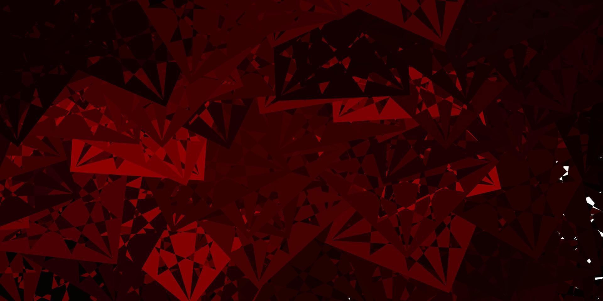 textura vector vermelho escuro com triângulos aleatórios.