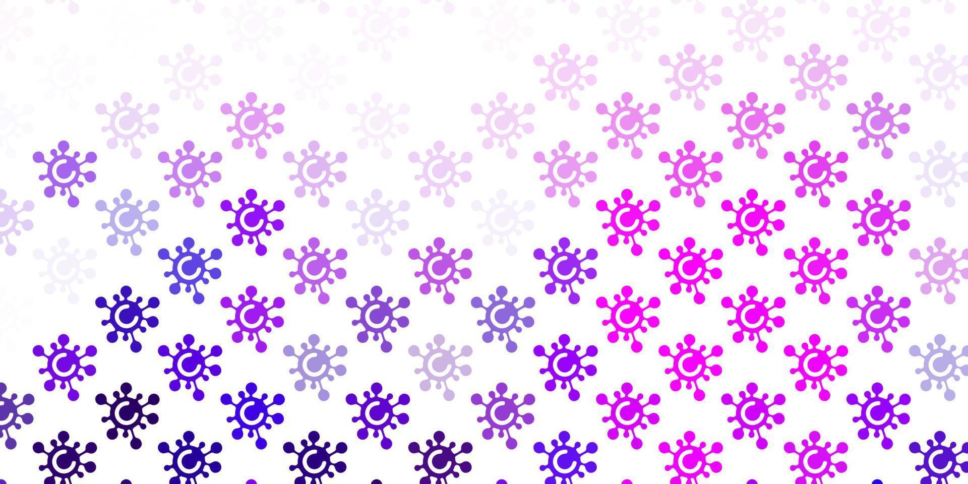 pano de fundo vector rosa claro roxo com símbolos de vírus.