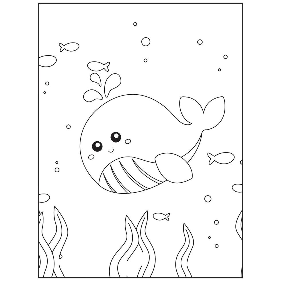 desenhos para colorir de animais do oceano para imprimir vetor