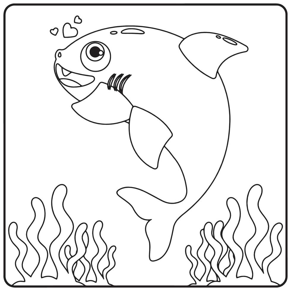 desenhos para colorir de tubarão para crianças vetor grátis para impressão