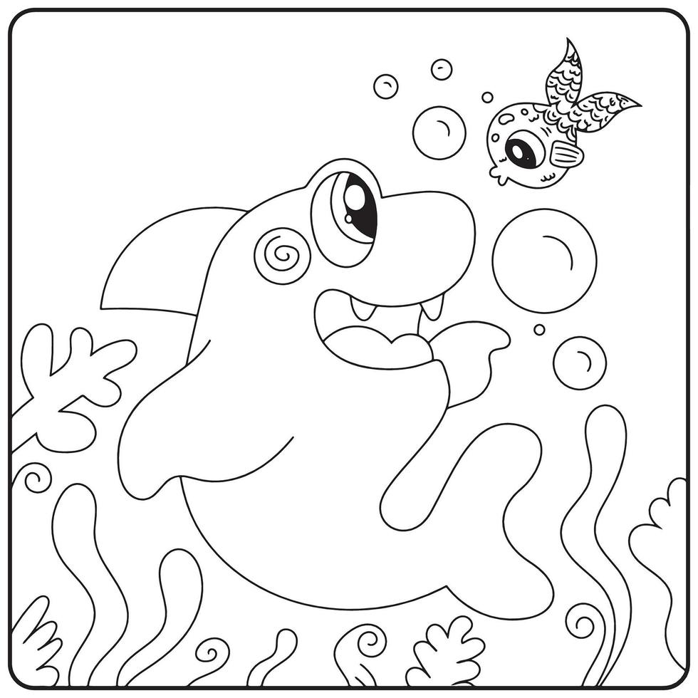 desenhos para colorir de tubarão para crianças vetor grátis para impressão