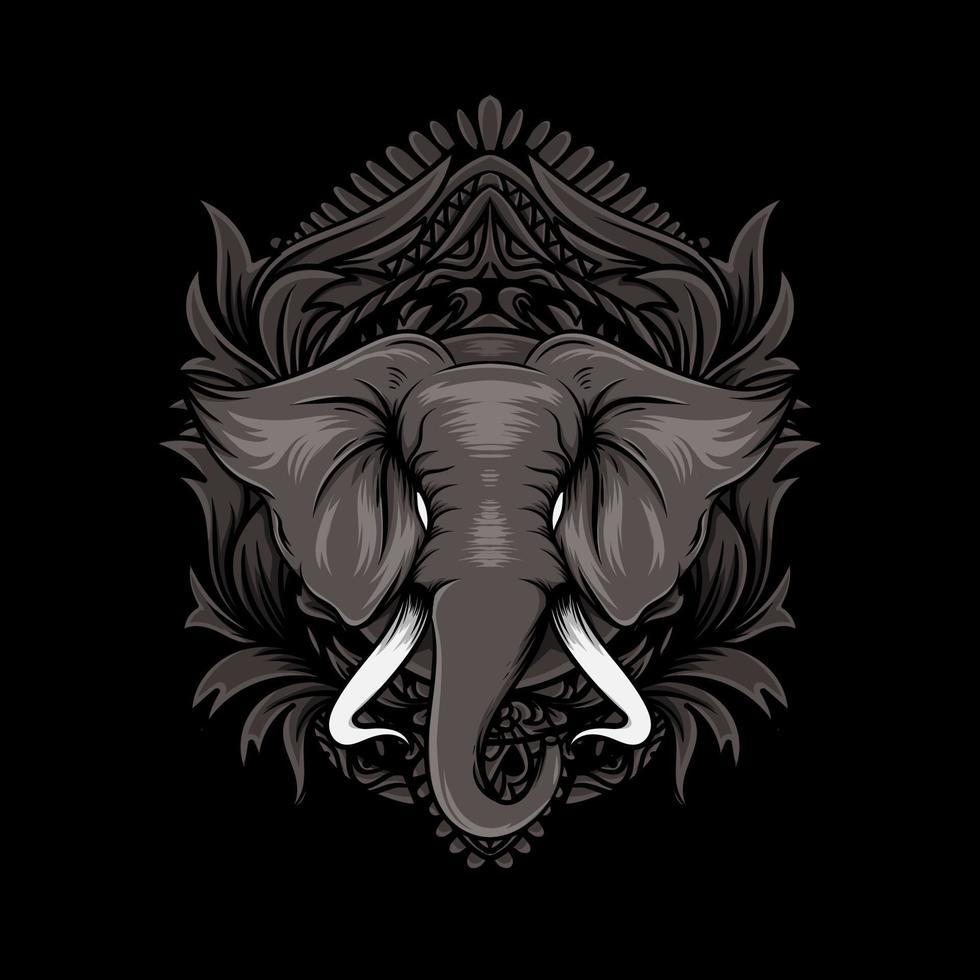 ilustração de elefante com estilo de ornamento vetor