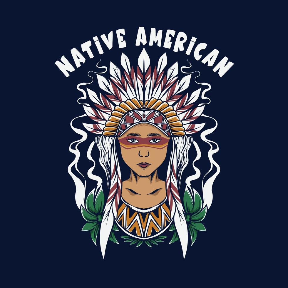 ilustração de linda garota indiana nativo americano vetor