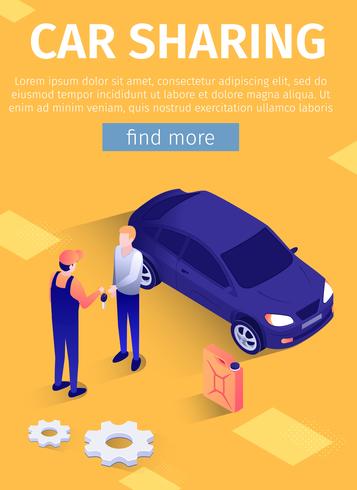 Poster de texto móvel para serviço de compartilhamento de carro on-line vetor