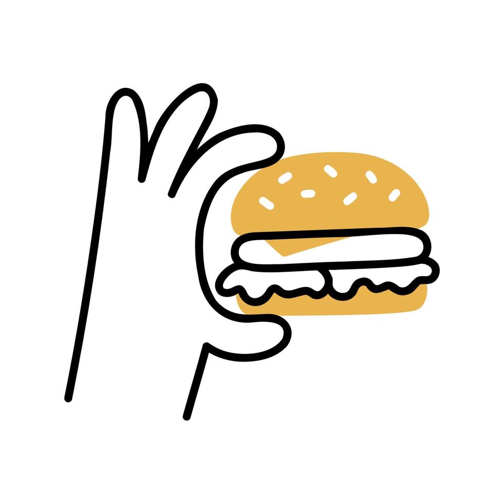 doodles de hambúrguer .food e bebida. vetor