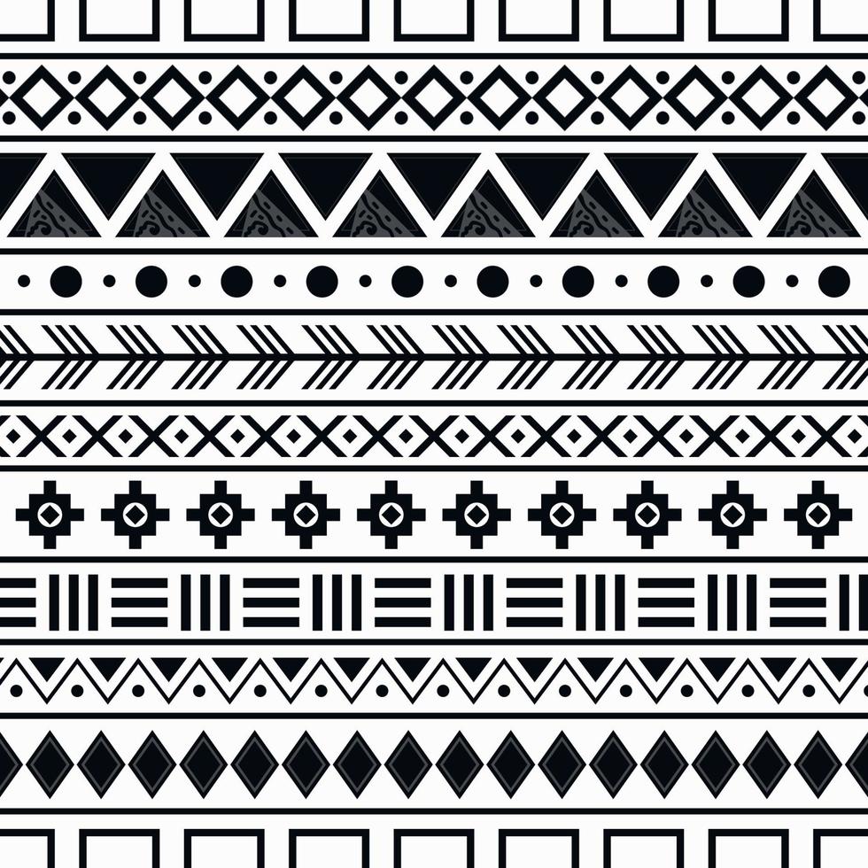 arte tradicional étnica padrão tribal fundo preto e branco adequado para impressão de pano vetor