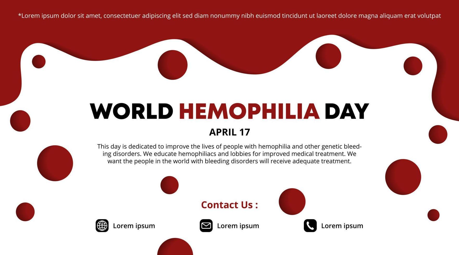 design de banner do dia mundial da hemofilia com estilo de arte de papel de corte de sangramento vetor