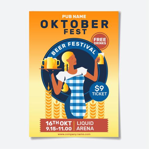 Panfleto de festa Oktoberfest ou cartaz vetor