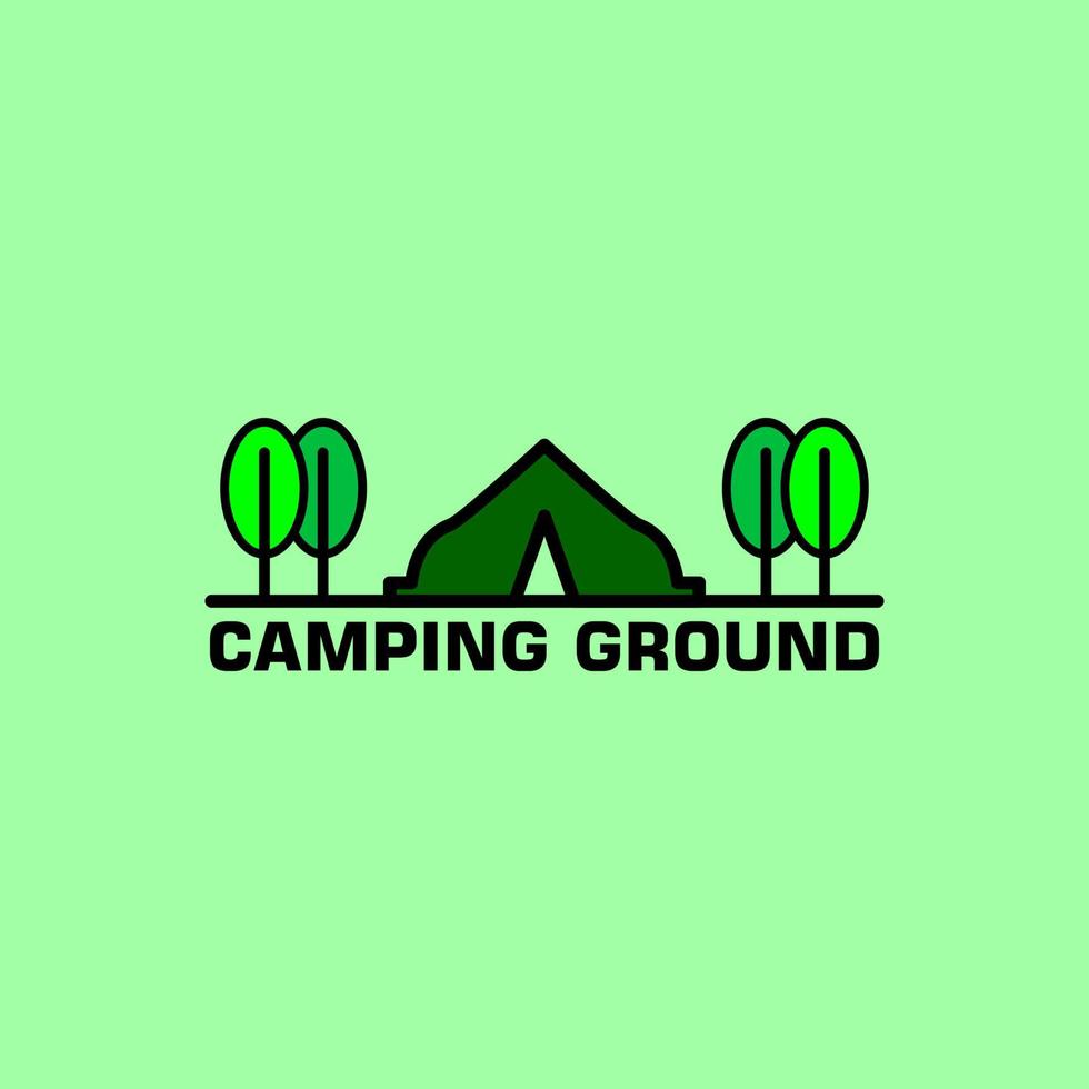 design de logotipo de terreno de acampamento vetor