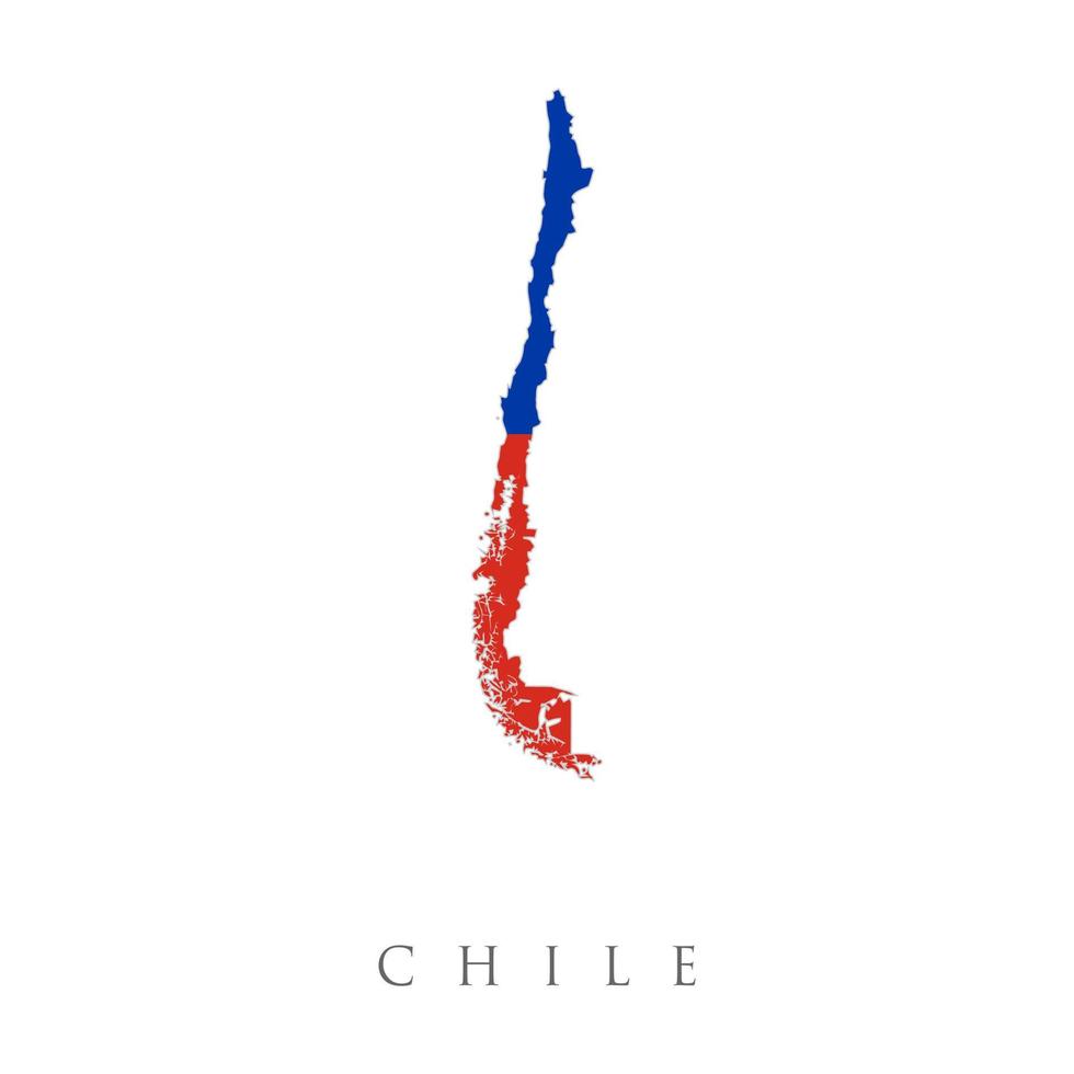 mapa da bandeira chilena. conjunto de vetores do Chile. forma detalhada do país com fronteiras de região, bandeiras e ícones isolados no fundo branco.