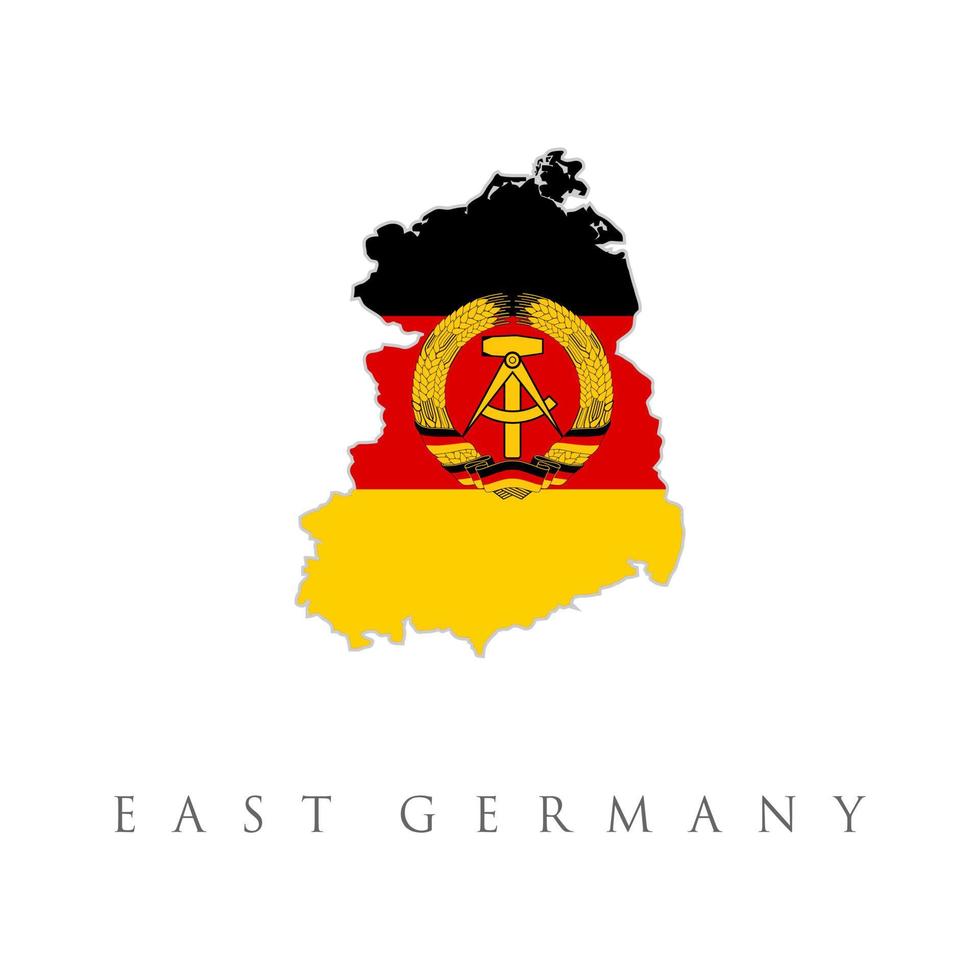 ilustração em vetor plana do mapa da bandeira da Alemanha Oriental.