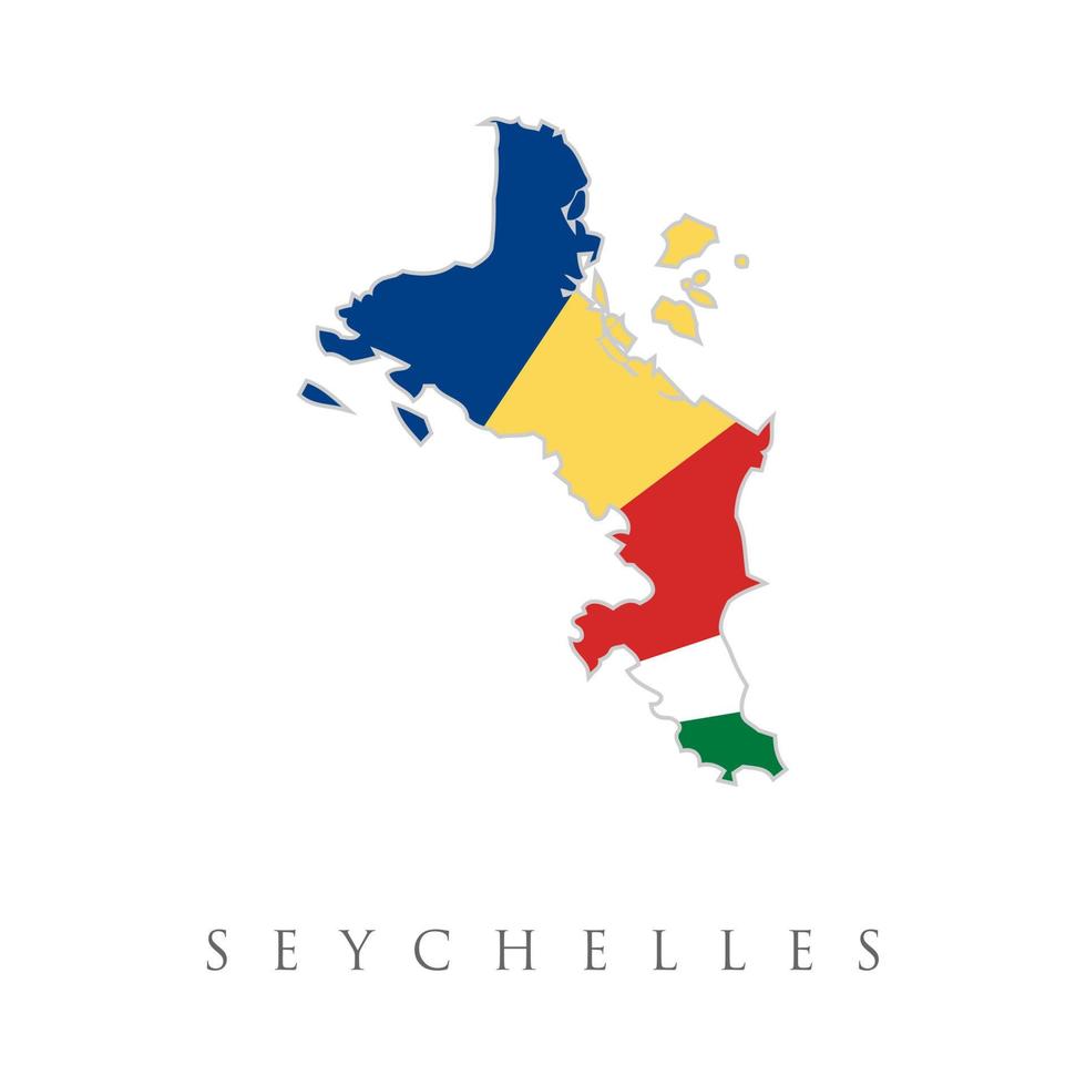 mapa nacional de seychelles com ilustração de bandeira. ilustração vetorial com bandeira nacional e mapa da república das seychelles. sombra de volume no mapa vetor