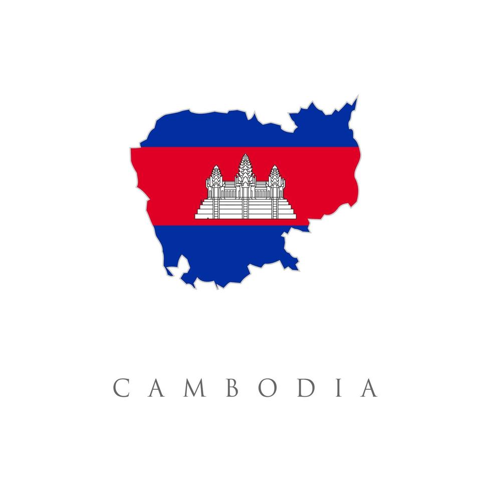 bandeira de mapa detalhado alto do Camboja isolado no fundo branco. ilustração vetorial. o reino do camboja vetor