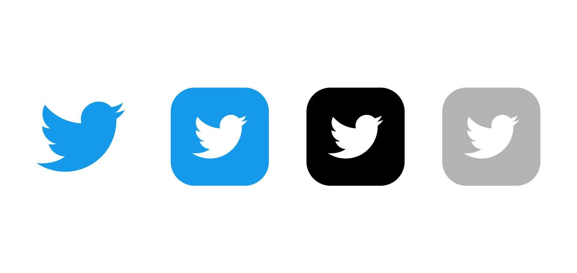 ícone de mídia social twitter preto cinza azul logotipos vetor