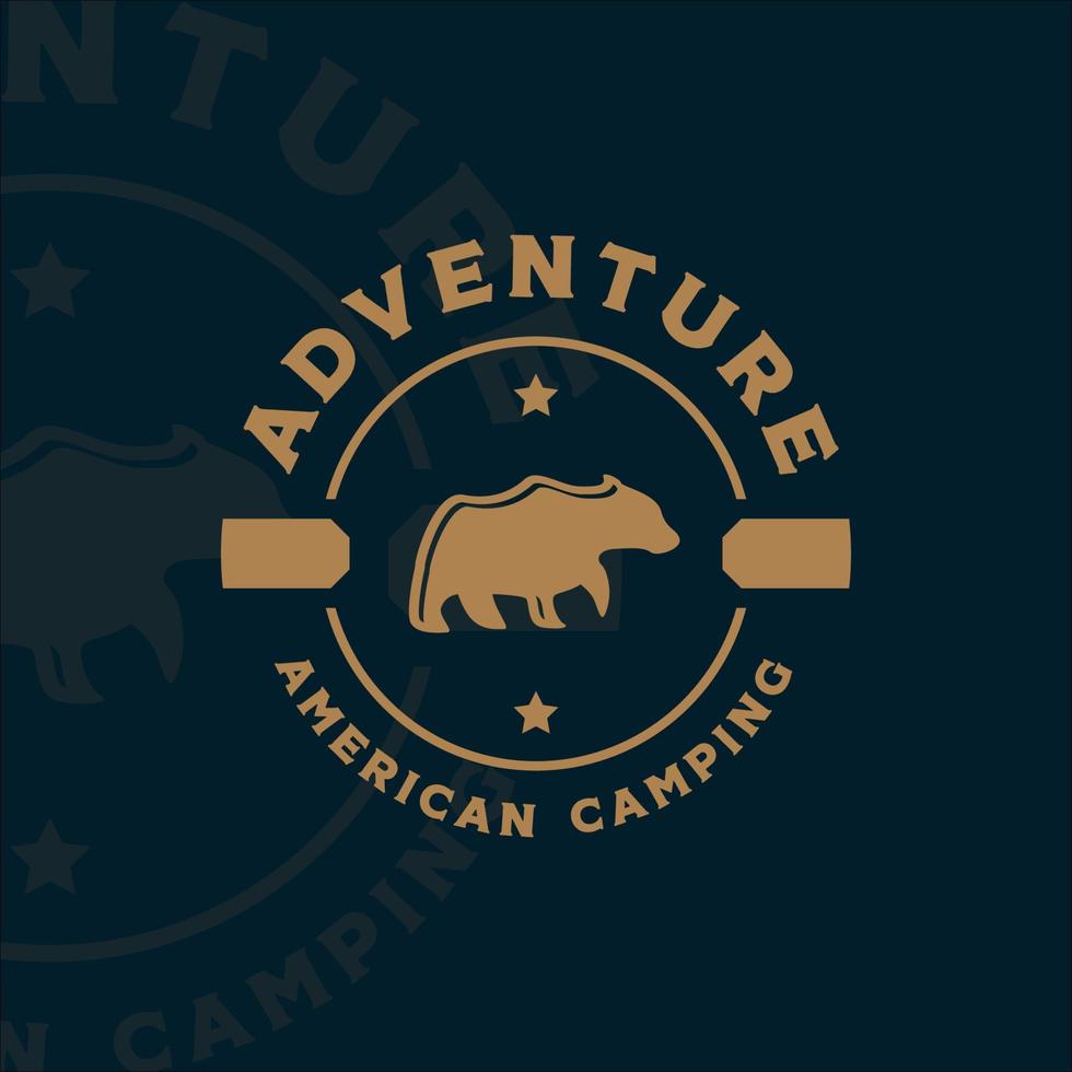 urso selvagem logotipo ilustração vetorial vintage ícone do modelo. sinal de aventura ao ar livre para empresa de viagens vetor