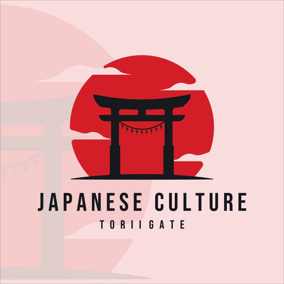 torii gate design de modelo de ilustração de logotipo de vetor vintage minimalista. cultura japonesa ícone emblema rótulo conceito logotipo design