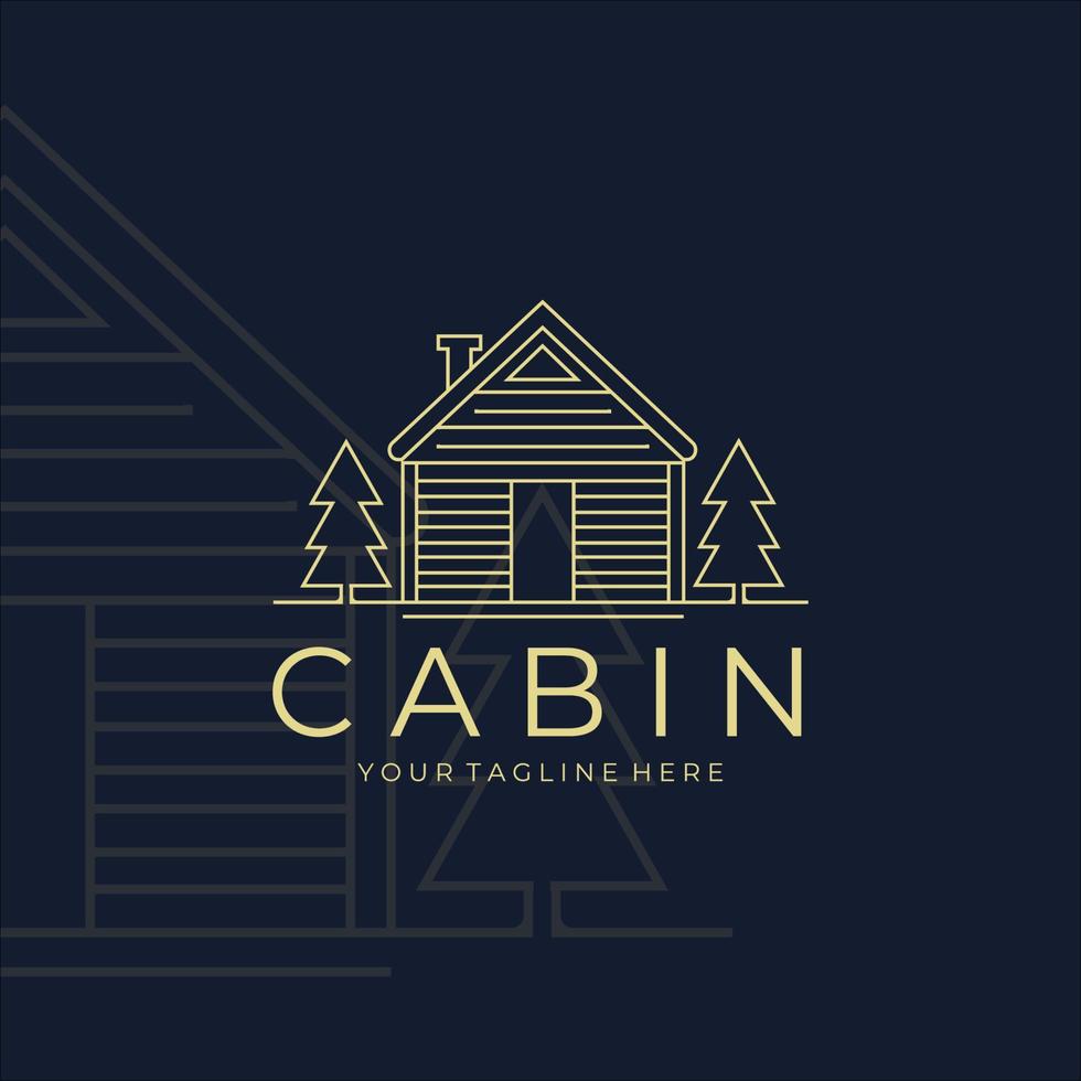 design de ilustração vetorial minimalista de linha de logotipo de cabana ou chalé vetor