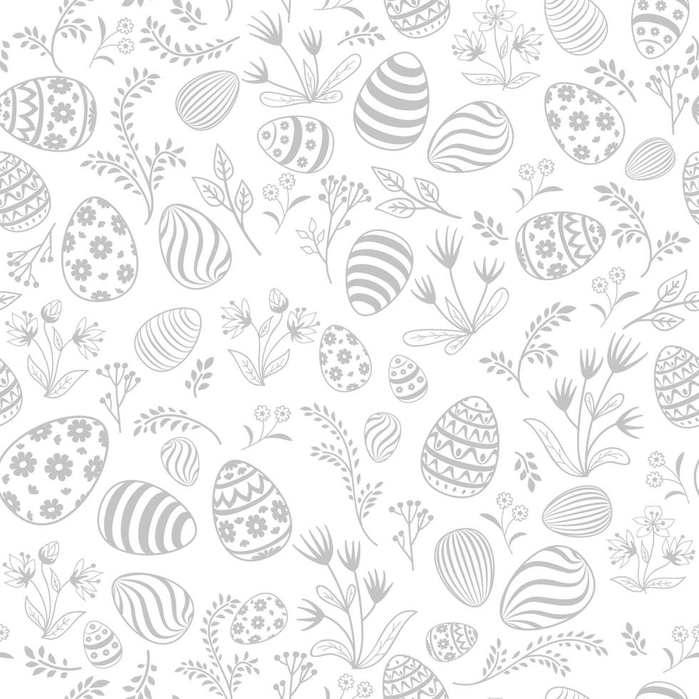 padrão sem emenda floral de ovo de páscoa. fundo de férias de primavera para impressão em tecido, papel para scrapbooking, embrulho e papéis de parede. vetor