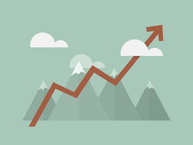 Montanha com seta mostrando crescimento vetor