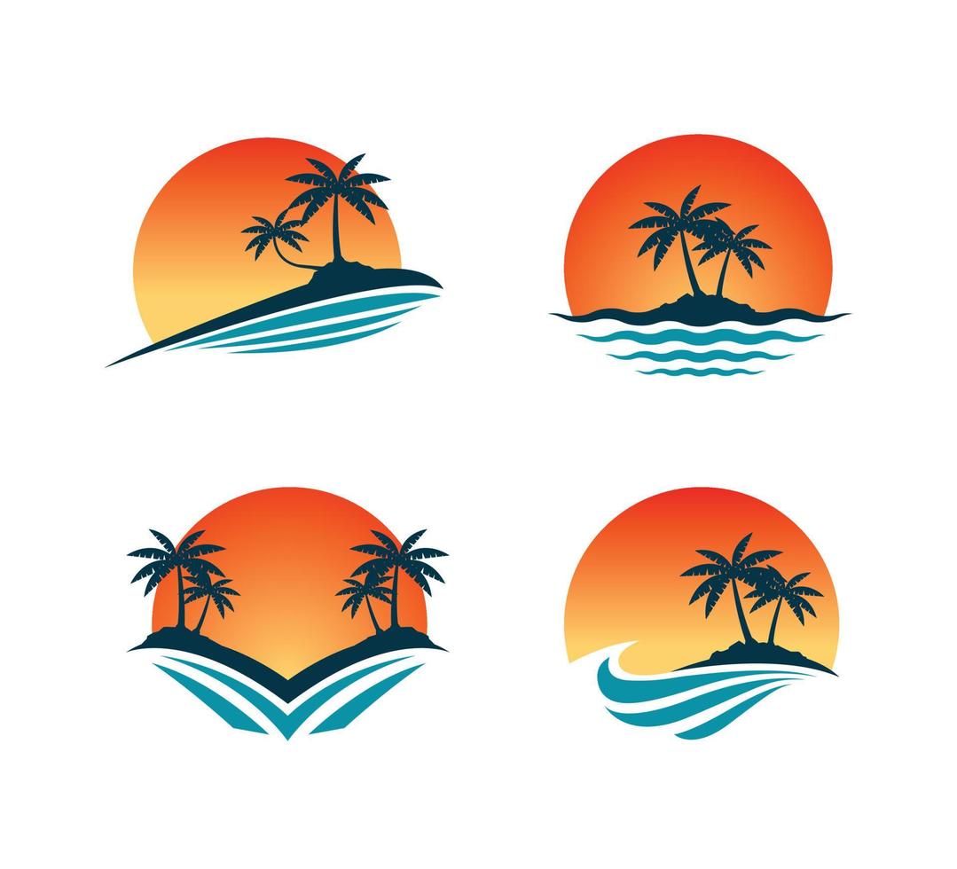 conjunto de logotipo de praia vetor