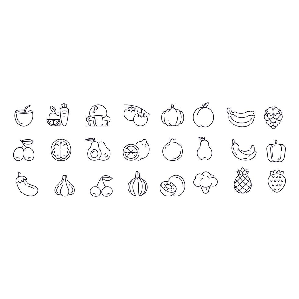 design de vetor de ícones de frutas e legumes