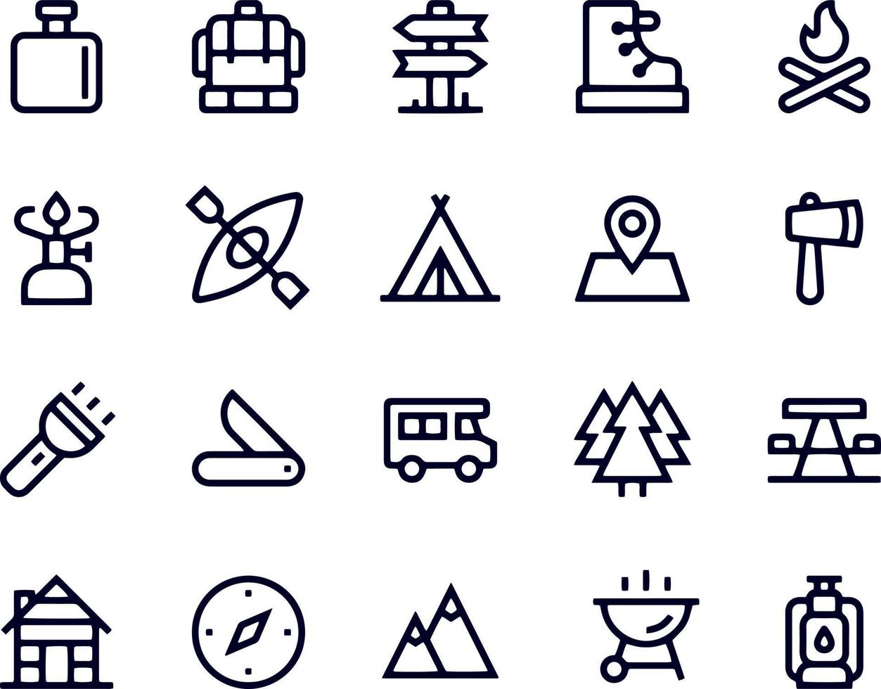 design de vetores de ícones de acampamento