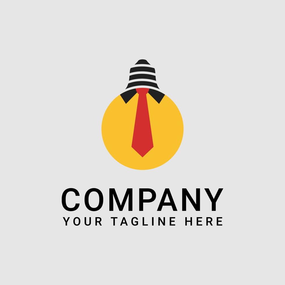 design de logotipo comercial exclusivo com ícone de lâmpada e gravata vetor