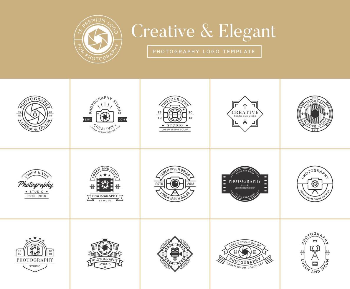 15 logotipos de fotografia premium vetor