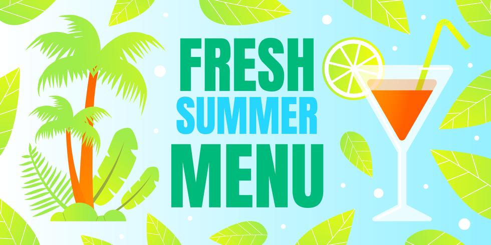 Banner de menu de verão fresco vetor