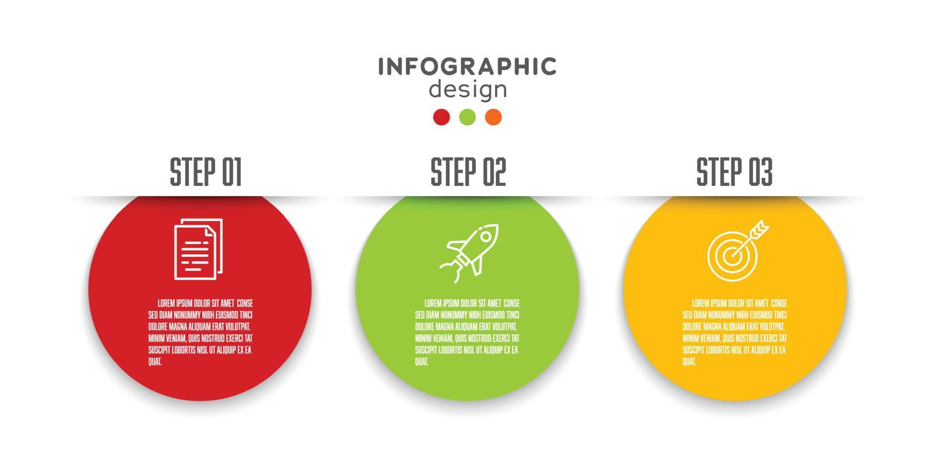 modelo de infográfico de vetor 3 passo para apresentação.