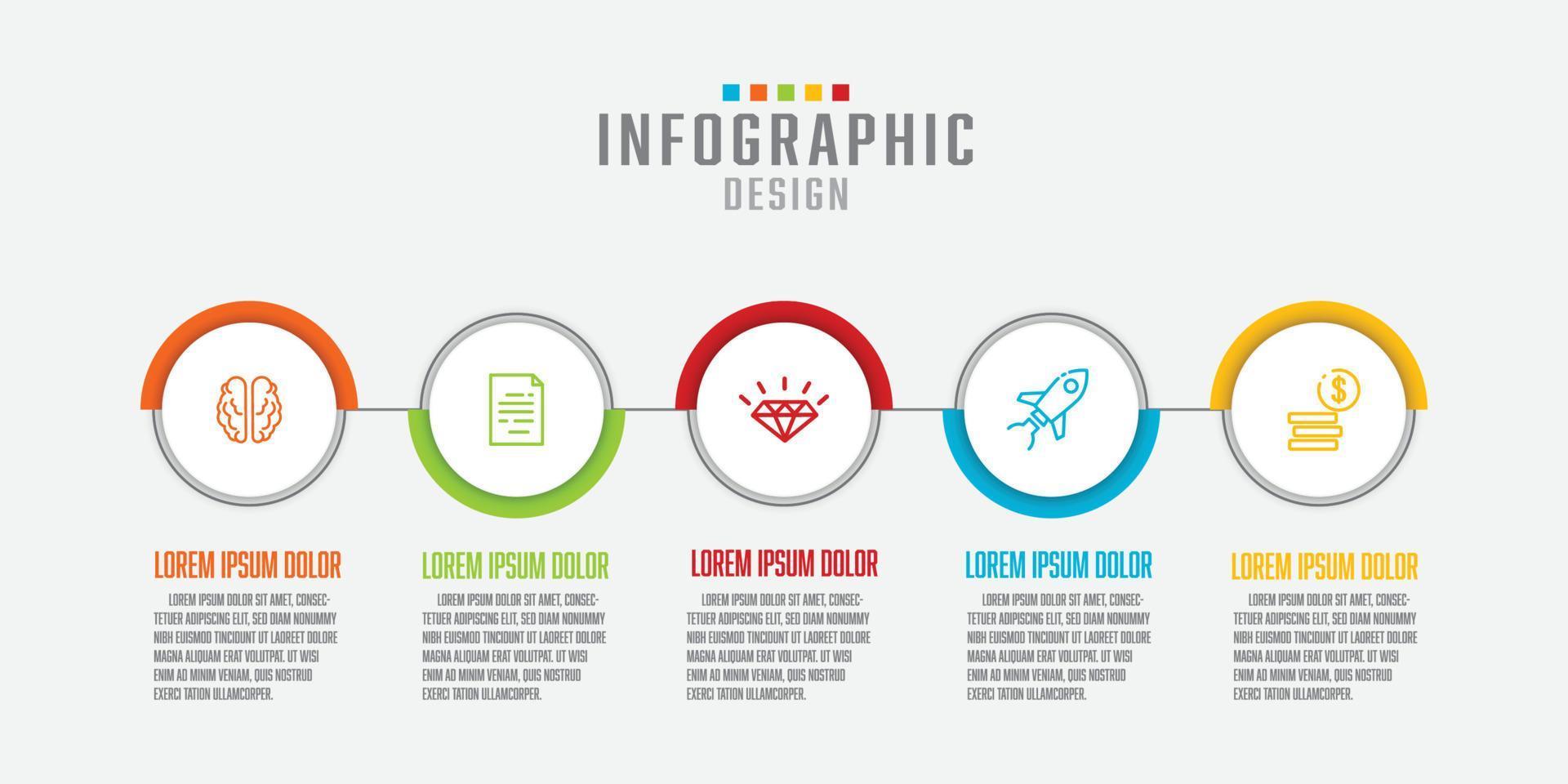 vetor círculo forma infográfico negócio cronograma 5 passo.