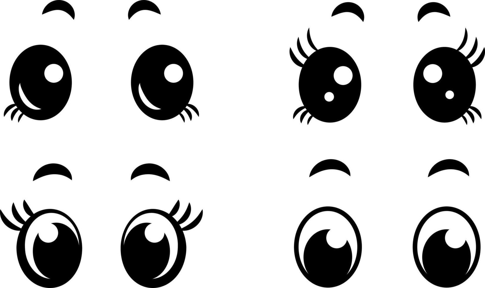 olhos de desenho animado kawaii no estilo de anime. ilustração vetorial vetor