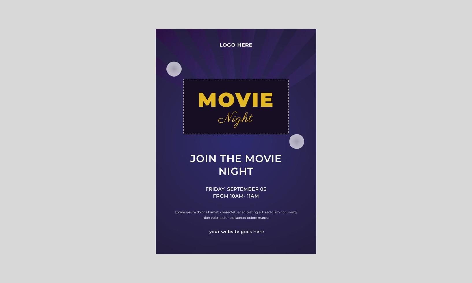 cartaz de cinema, filmes noturnos, conceito de noite de cinema. modelo criativo para cartaz de cinema, banner, noite de cinema. pode ser usado para flyer. vetor