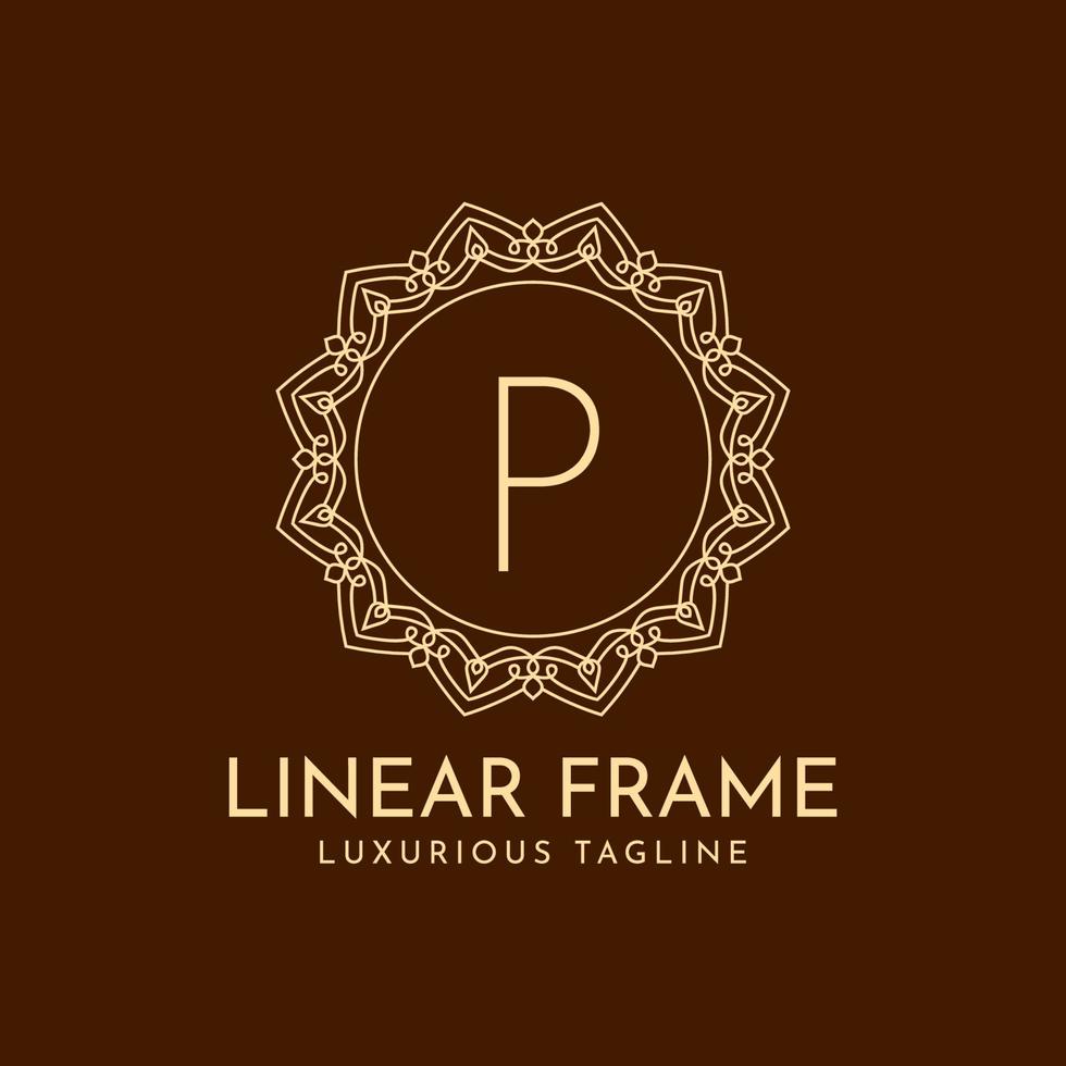 letra p moldura de círculo minimalista decoração de luxo linear design de logotipo de vetor