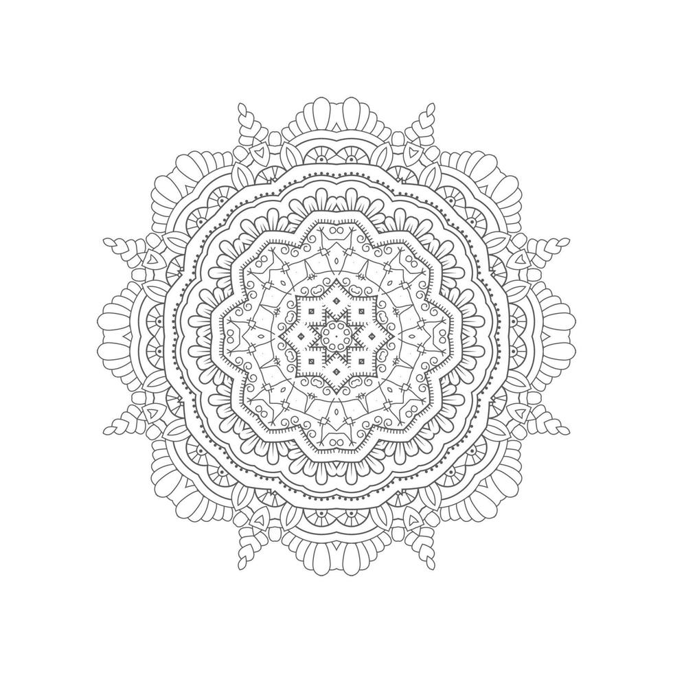 belo design de mandala de arte de linha vetor