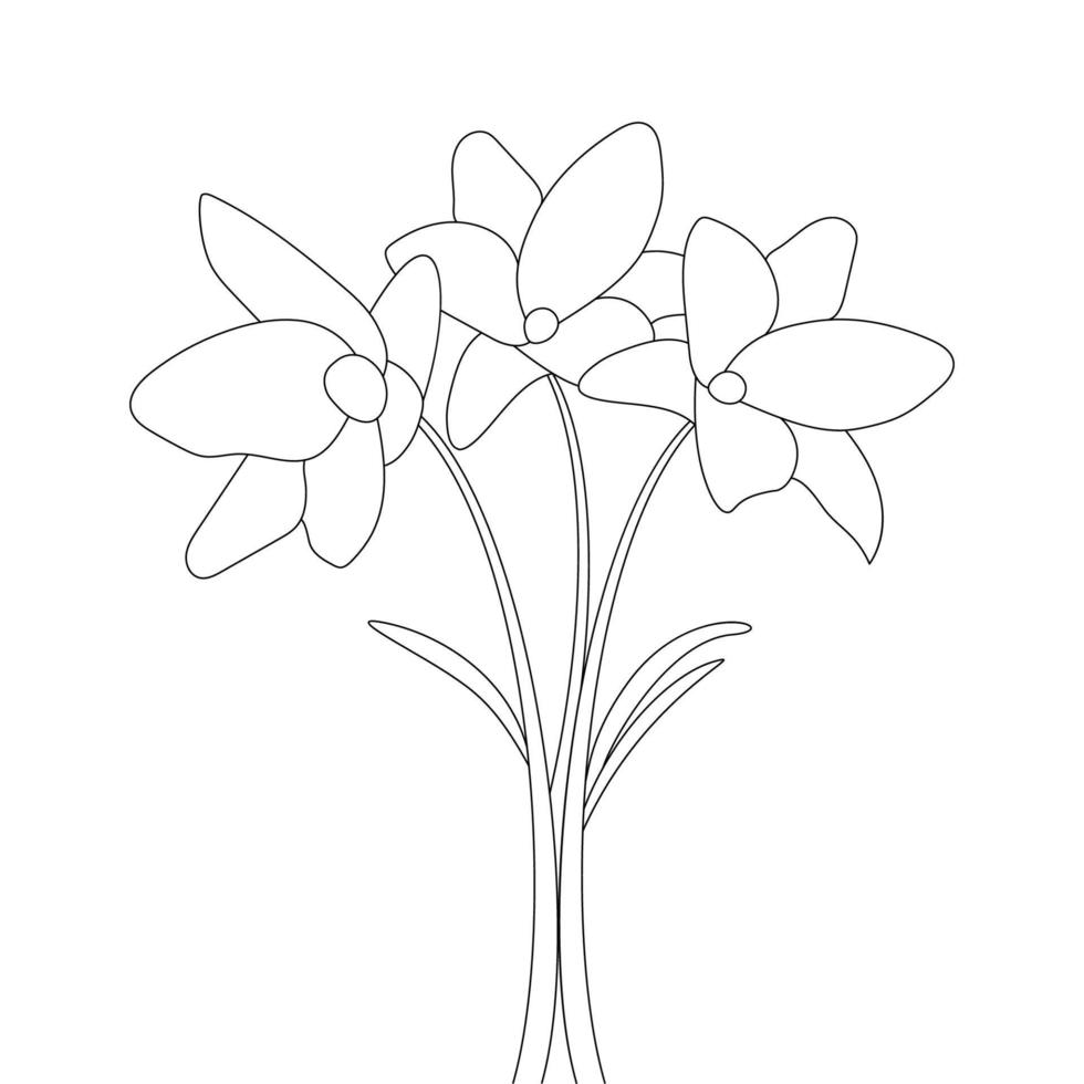 ilustração de contorno preto e branco de arte de linha de página de livro de colorir de flores vetor