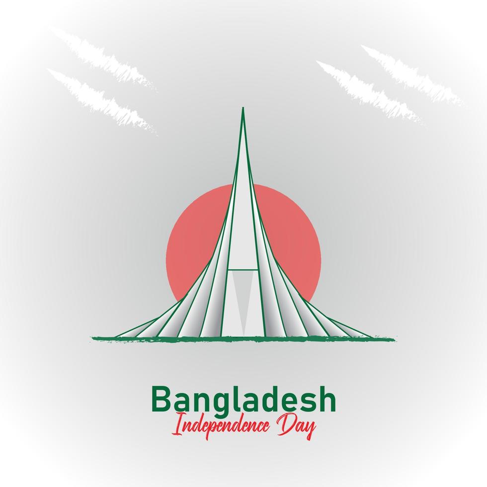 ilustração vetorial de dia da independência de bangladesh com monumento nacional vetor