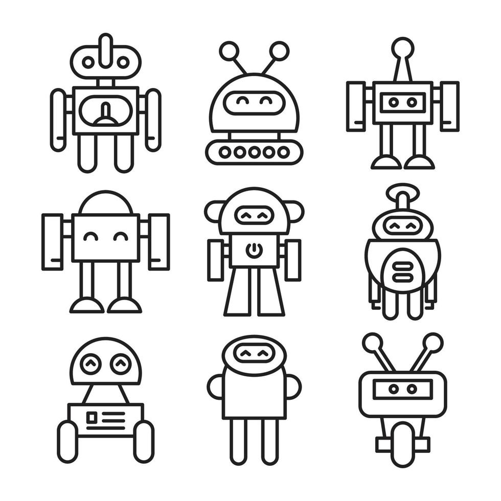 arte de linha de ícones de robô vetor