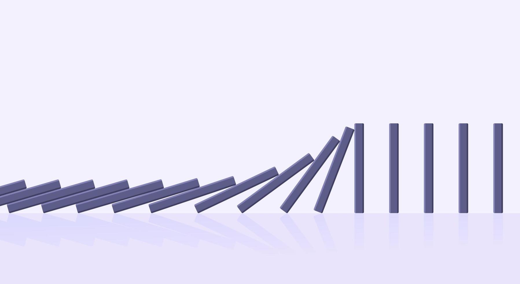 conceito de negócio de efeito dominó. linha em uma fileira de blocos de jogo de tabuleiro caindo de ilustração vetorial de estilo plano de dominó. vetor