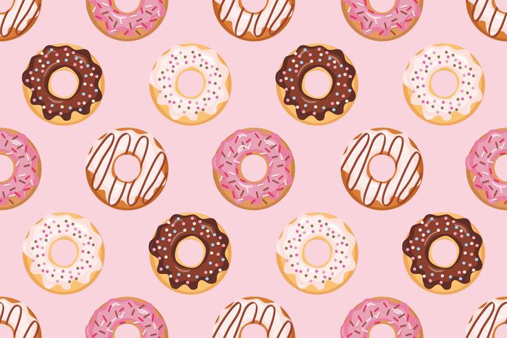 Padrão sem emenda com donuts vitrificados com cores rosa vetor