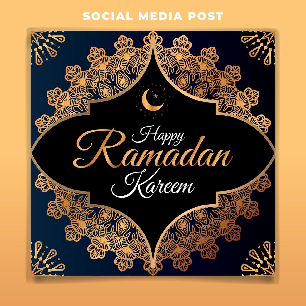 postagem de mídia social do ramadan kareem e venda de oferta criativa vetor