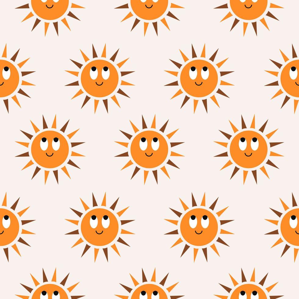 padrão abstrato minimalista sem costura com sol sorridente fofo vetor