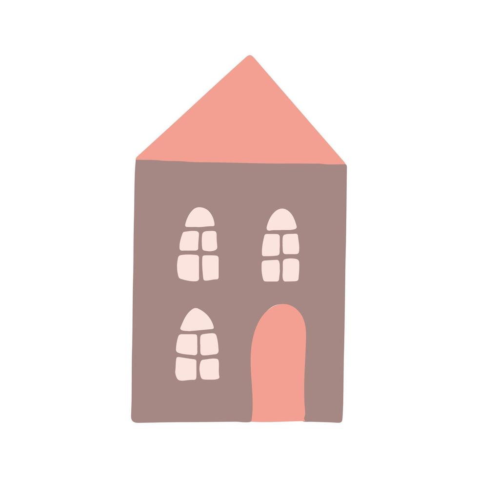 doodle desenhado à mão da casa, . decoração, ícone. construção de cartão de cartaz de etiqueta de minimalismo escandinavo vetor