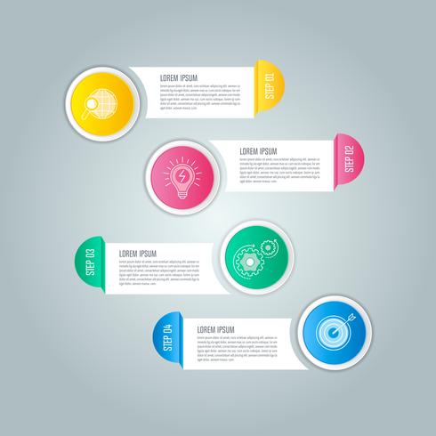 conceito de negócio de design infográfico com 4 opções, partes ou processos. vetor